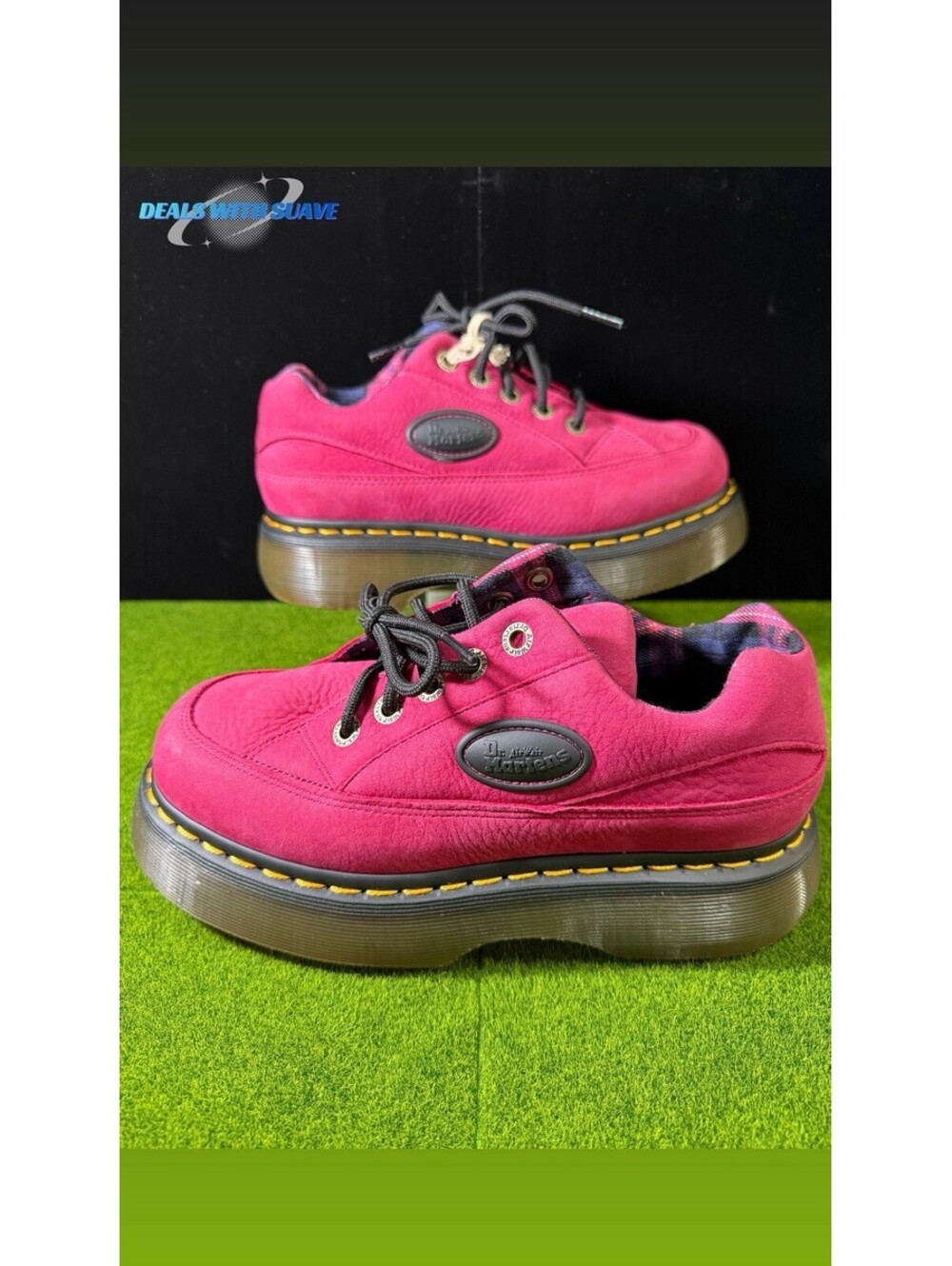 Dr Martens Buzz 5-Eye Milled Nubuck WP Shoes Fuchsia Pink Womens Chunky Size 5